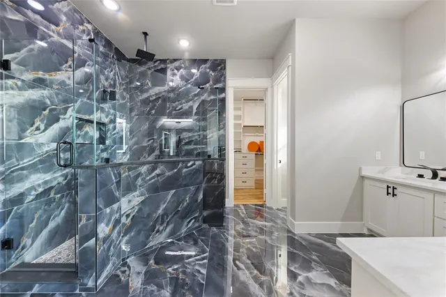 a bathroom with a shower
