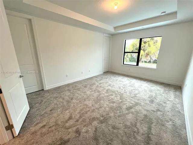 an empty room with a workbench