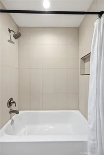 a bathroom with a bathtub