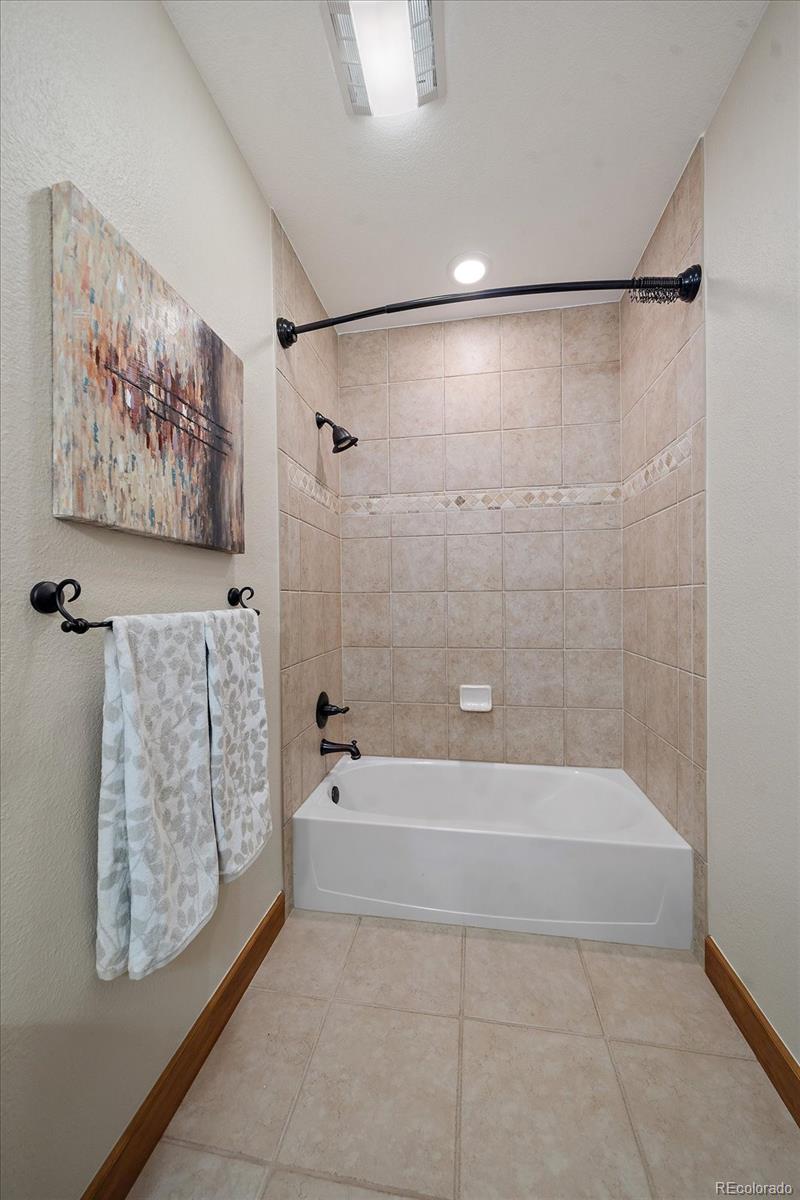 28857 Cedar Circle Evergreen, CO 80439 - Photo 30 of 50 a bathroom with a bathtub and a shower