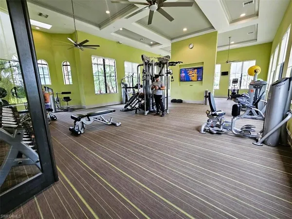a view of a room with gym equipment