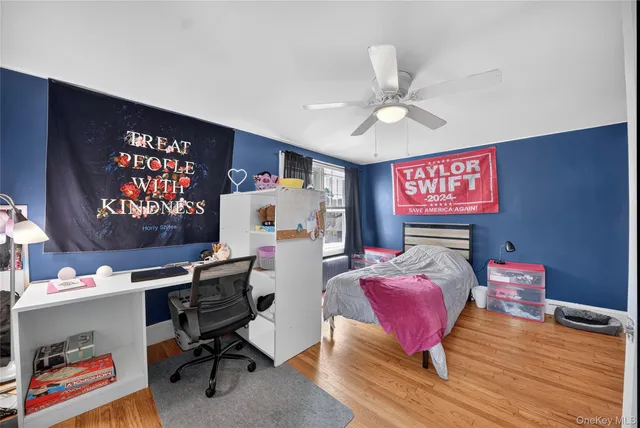 a workspace with furniture hardwood and a window
