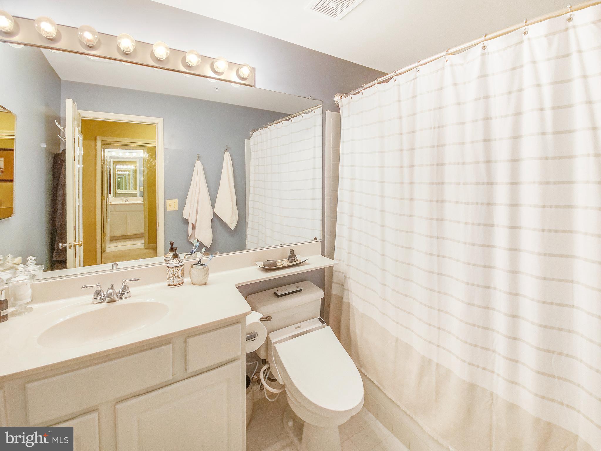 127 Timberbrook Lane, Unit 203 Gaithersburg, MD 20878 - Photo 13 of 29 a bathroom with a sink a toilet and shower curtain