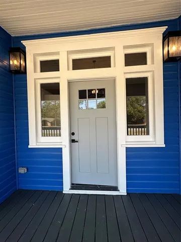 a front view of a house with a window