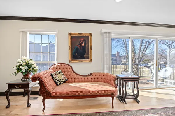 a outdoor living space with furniture and a potted plant