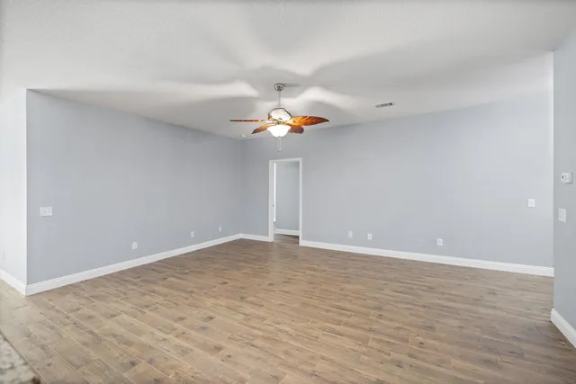 a view of a room with a window