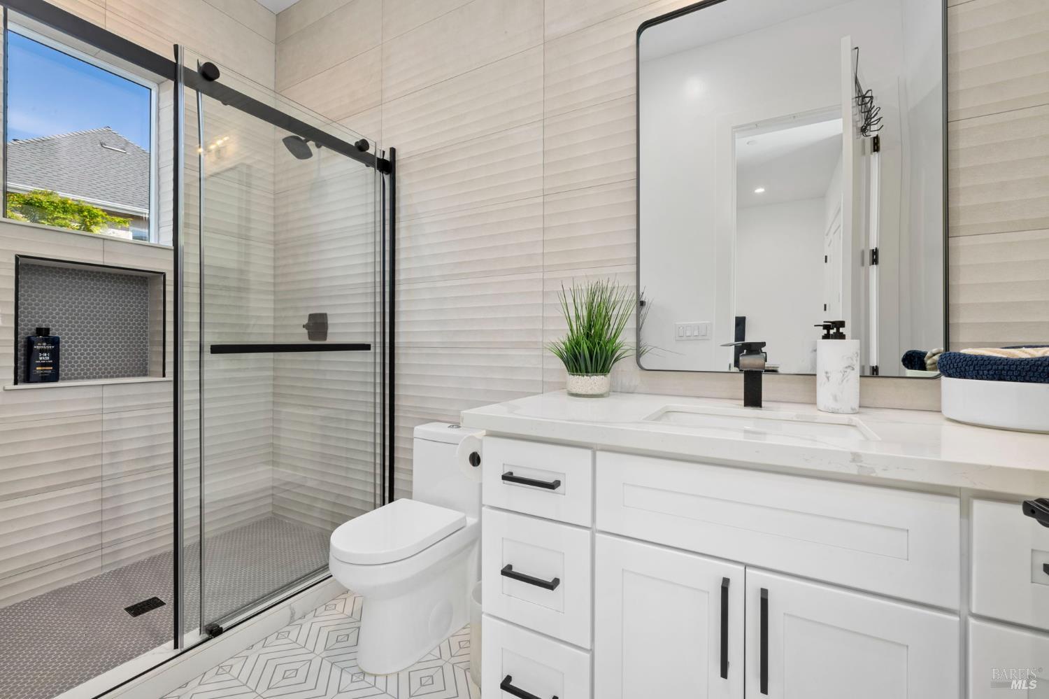 3742 Sawgrass Place Santa Rosa, CA 95403 - Photo 27 of 48 a bathroom with a granite countertop sink toilet and shower