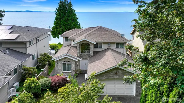 an aerial view of a house