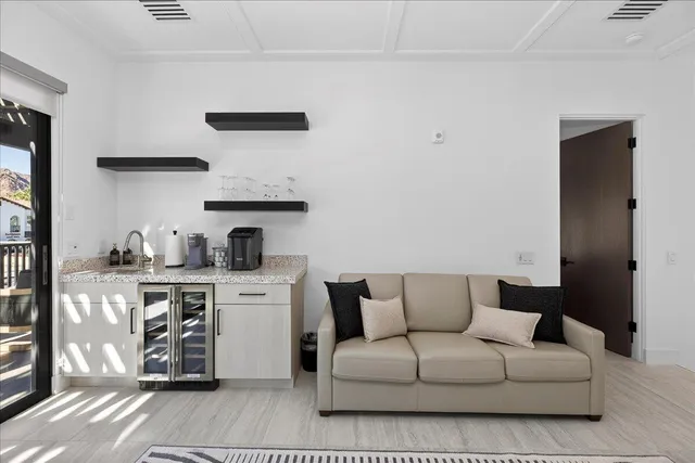 a view of a terrace with a patio