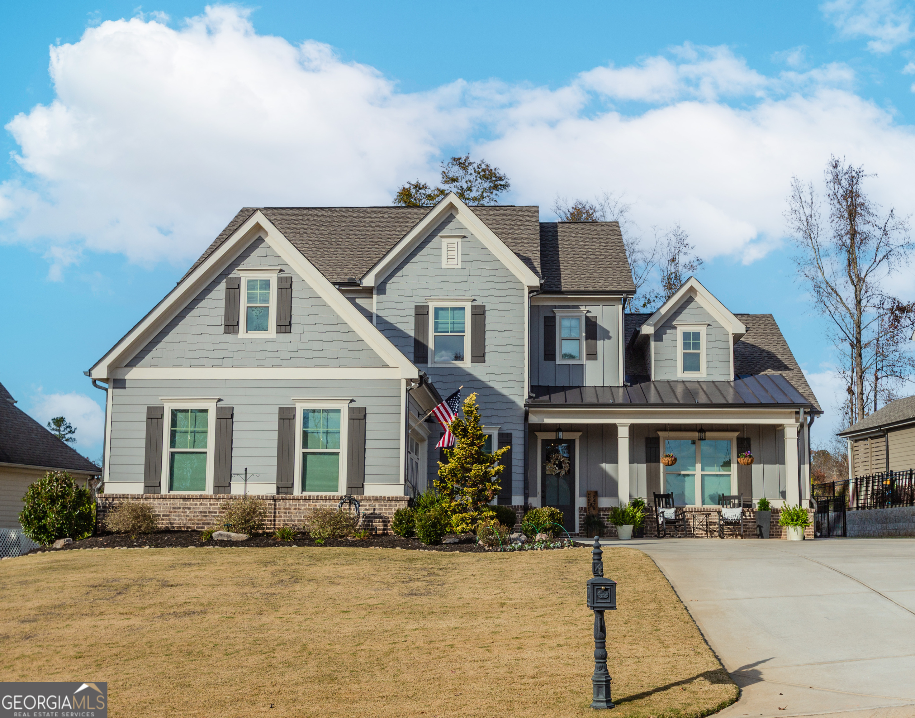 a front view of multiple houses
