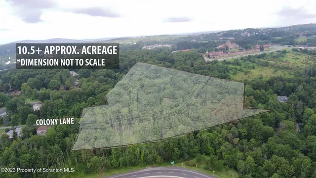 a view of a city with lush green forest