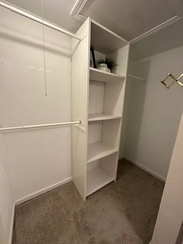 a view of an empty walk in closet