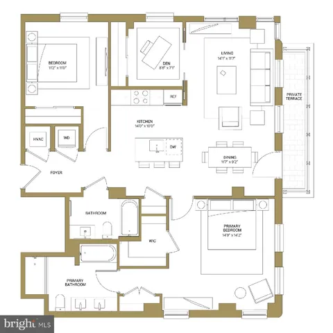 a picture of a bench in front of a door