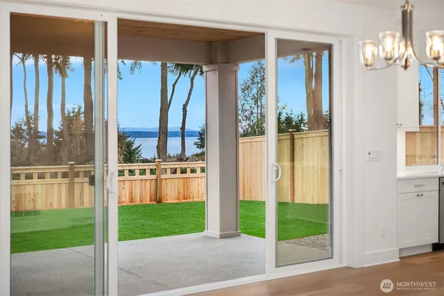 a view of a porch with a yard