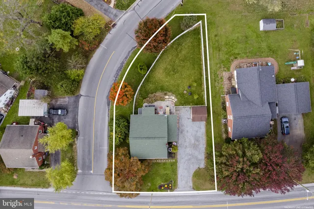 an aerial view of a house