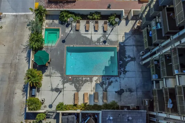 a garden view with a fountain