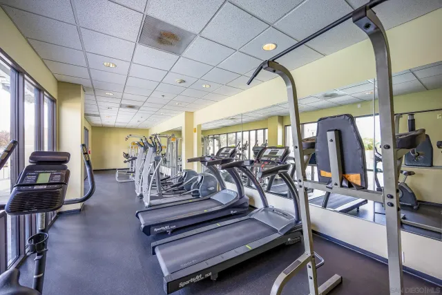 a view of a room with gym equipment