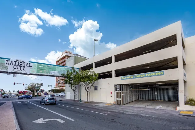 a view of a city and ocean view
