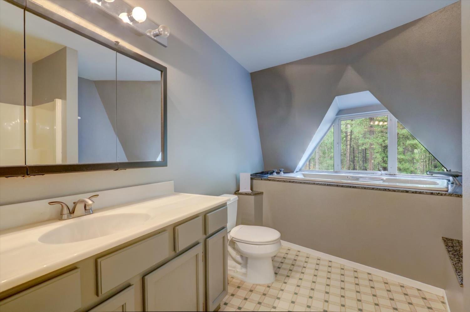 18125 Douglas Road Nevada City, CA 95959 - Photo 23 of 48 a bathroom with a sink a toilet and a window