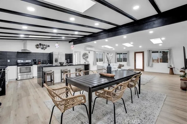 a view of a dining area with furniture