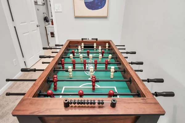 a front view of balcony with wooden floor