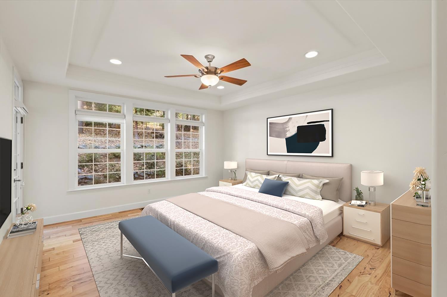 14622 Banner Lava Cap Road Nevada City, CA 95959 - Photo 27 of 66 a bedroom with a large bed and a large window