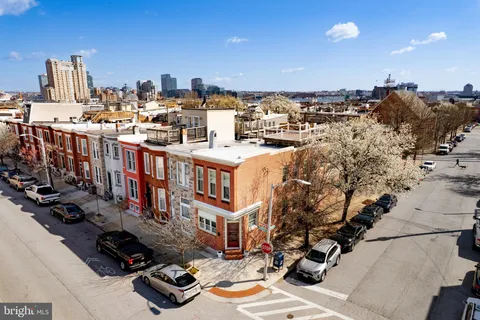 a city view with tall buildings