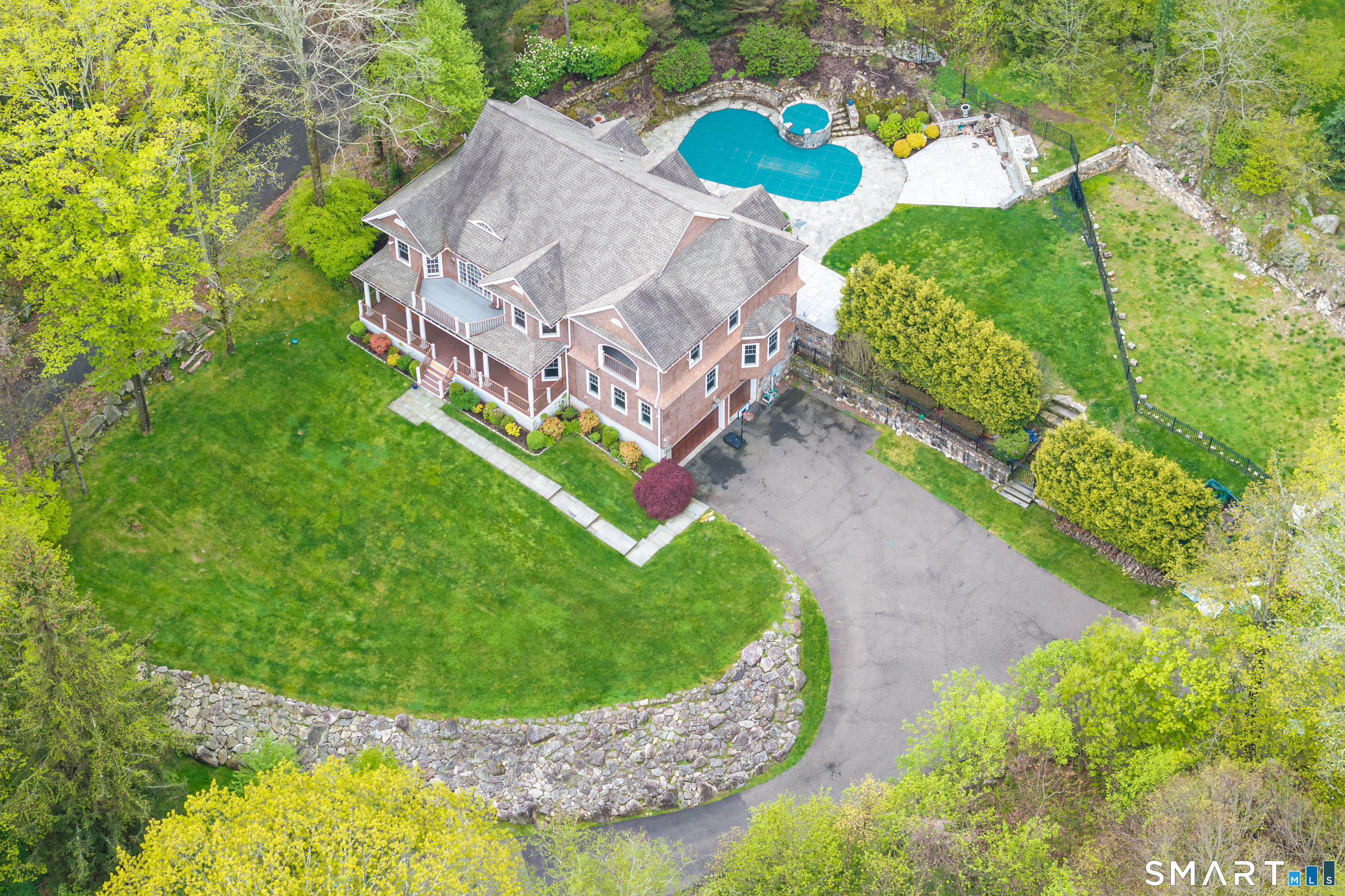 an aerial view of a house