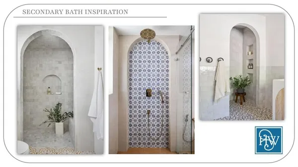 a bathroom with a sink a mirror and a shower