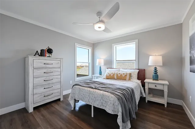 a bedroom with a bed and a closet