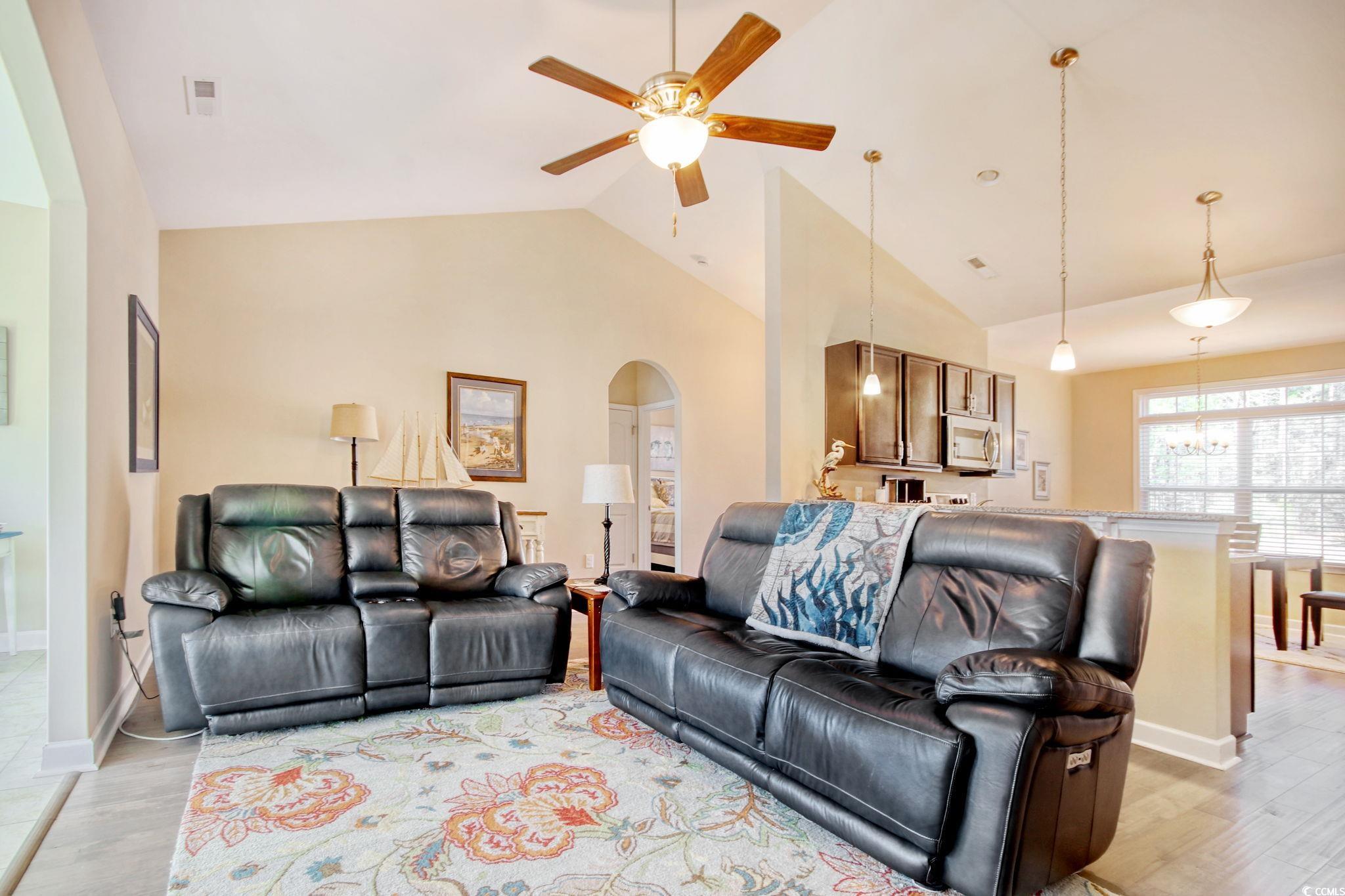 434 Carrick Loop Longs, SC 29568 - Photo 14 of 39 Living room featuring ceiling fan with notable cha