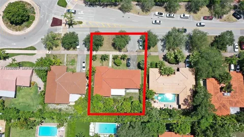 an aerial view of house swimming pool and outdoor space