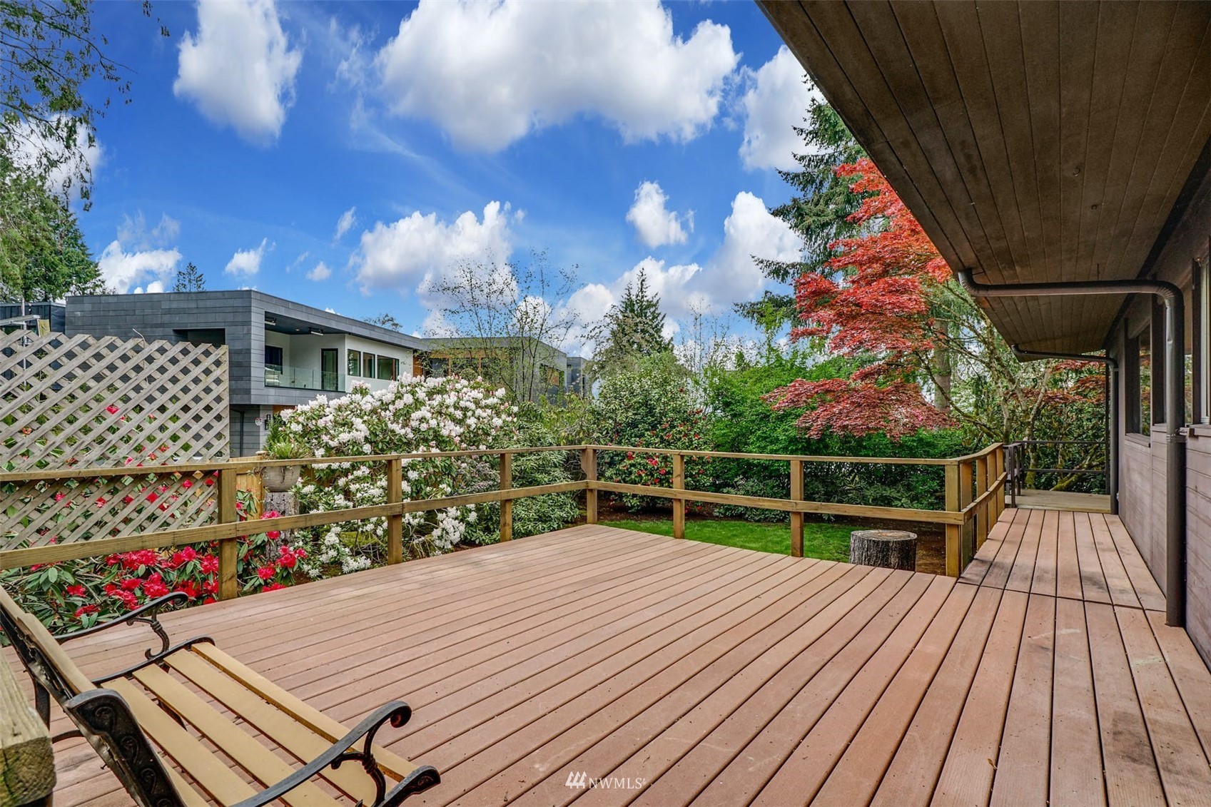 3309 Evergreen Point Road Medina, WA 98039 - Photo 17 of 25 a view of a wooden deck with a house