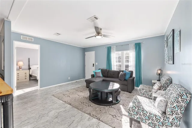 a view of a house with a big yard and a large tree