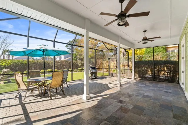 a view of yard with seating area and green space