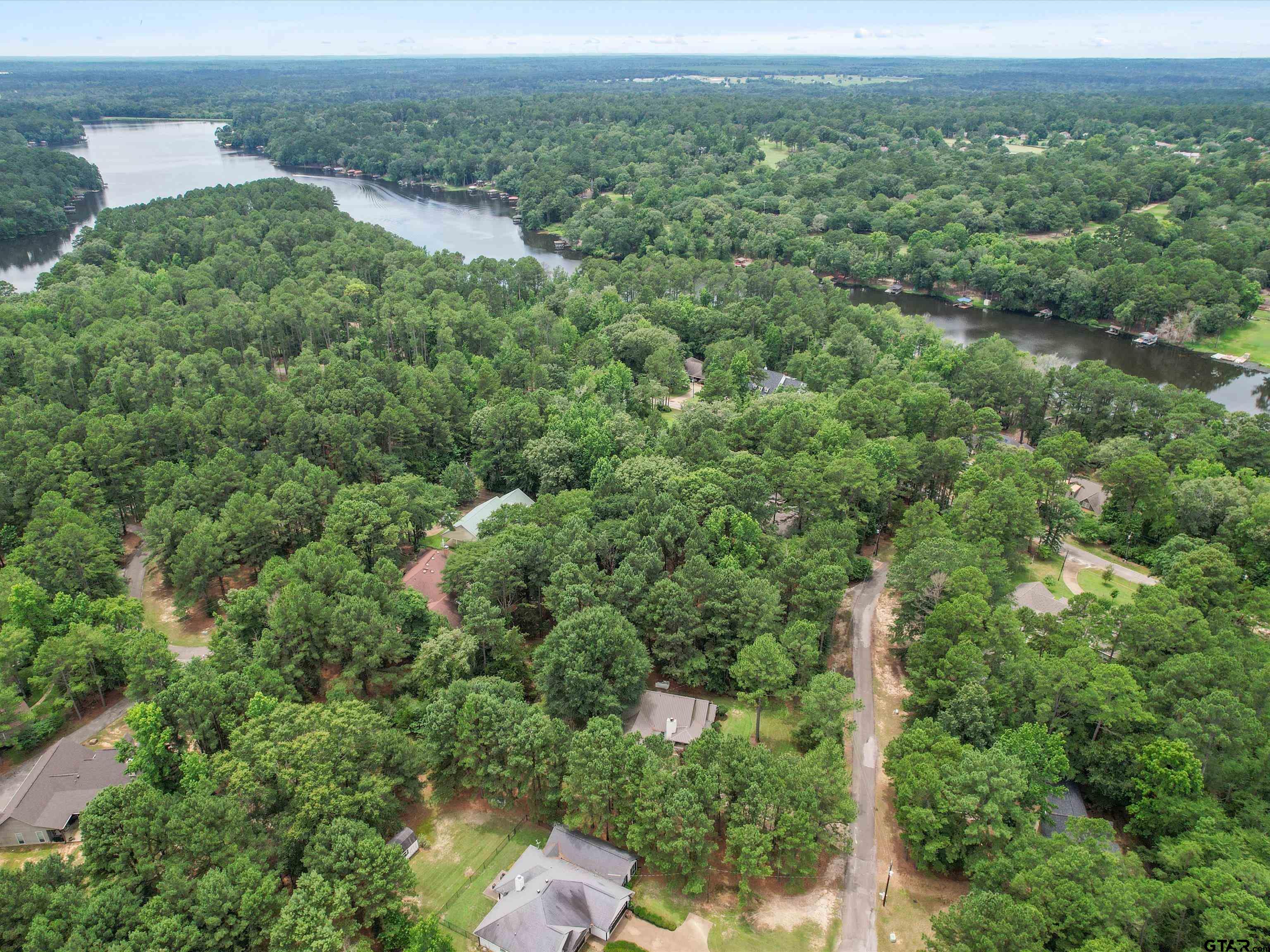 208 Pack Saddle Holly Lake Ranch, TX 75765 - Photo 9 of 11 an aerial view of a houses with a lush green hillside