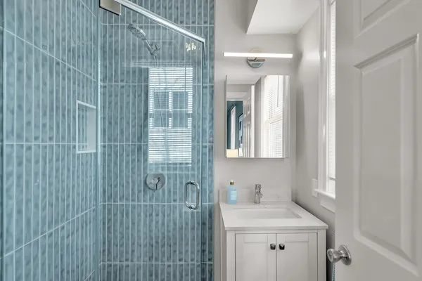 a bathroom with a shower