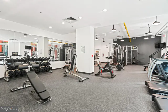 a view of a room with gym equipment