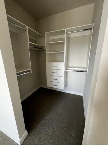 a view of an empty walk in closet