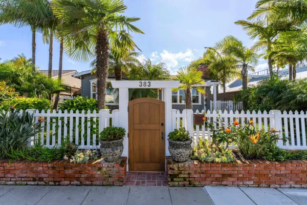 a view of a yard with palm trees