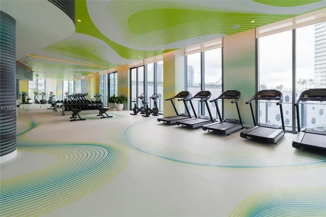 a room with gym equipment