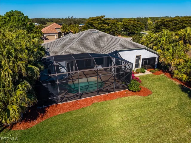 an aerial view of a house