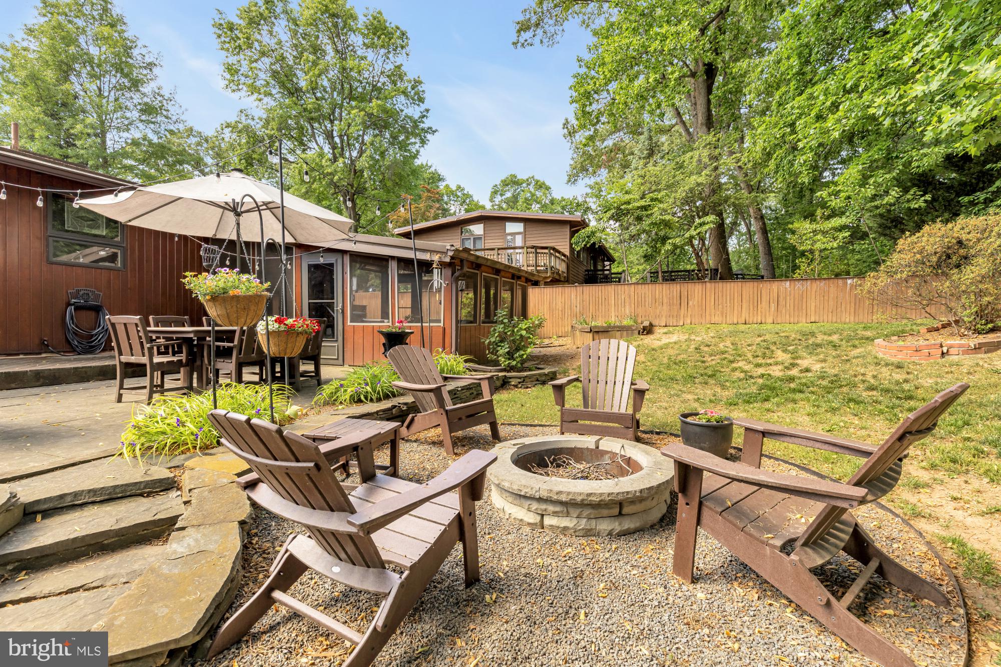 3018 Pine Spring Road Falls Church, VA 22042 - Photo 44 of 52 a view of a patio with chairs and table under an umbrella