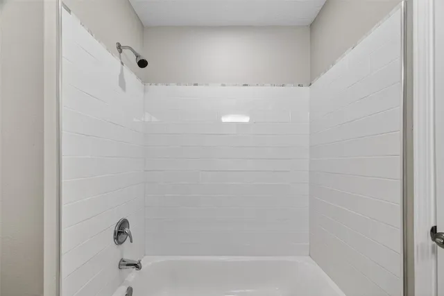 a bathroom with a bathtub