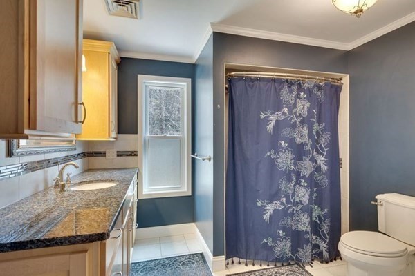 233 Ashburnham State Road Westminster, MA 01473 - Photo 26 of 42 a bathroom with a granite countertop sink a toilet and shower