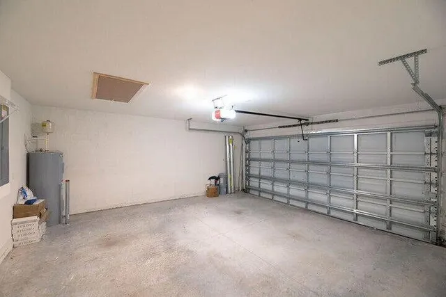 an aerial view of a house with a garden