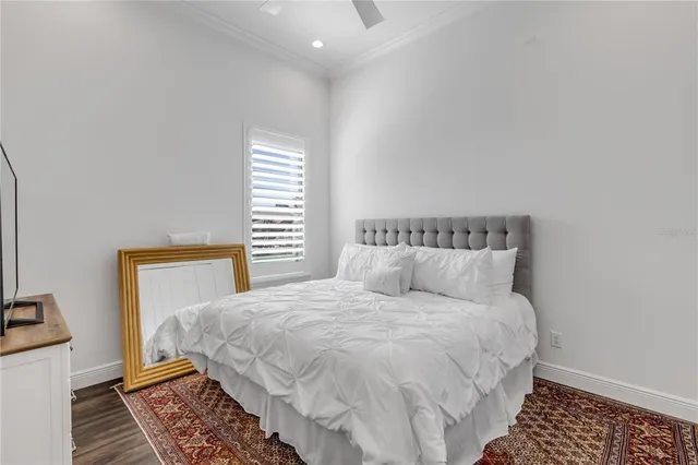 a view of a backyard with plants and a patio