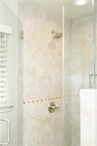 a bathroom with a shower