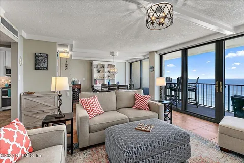 a living room with furniture or outdoor view and a rug