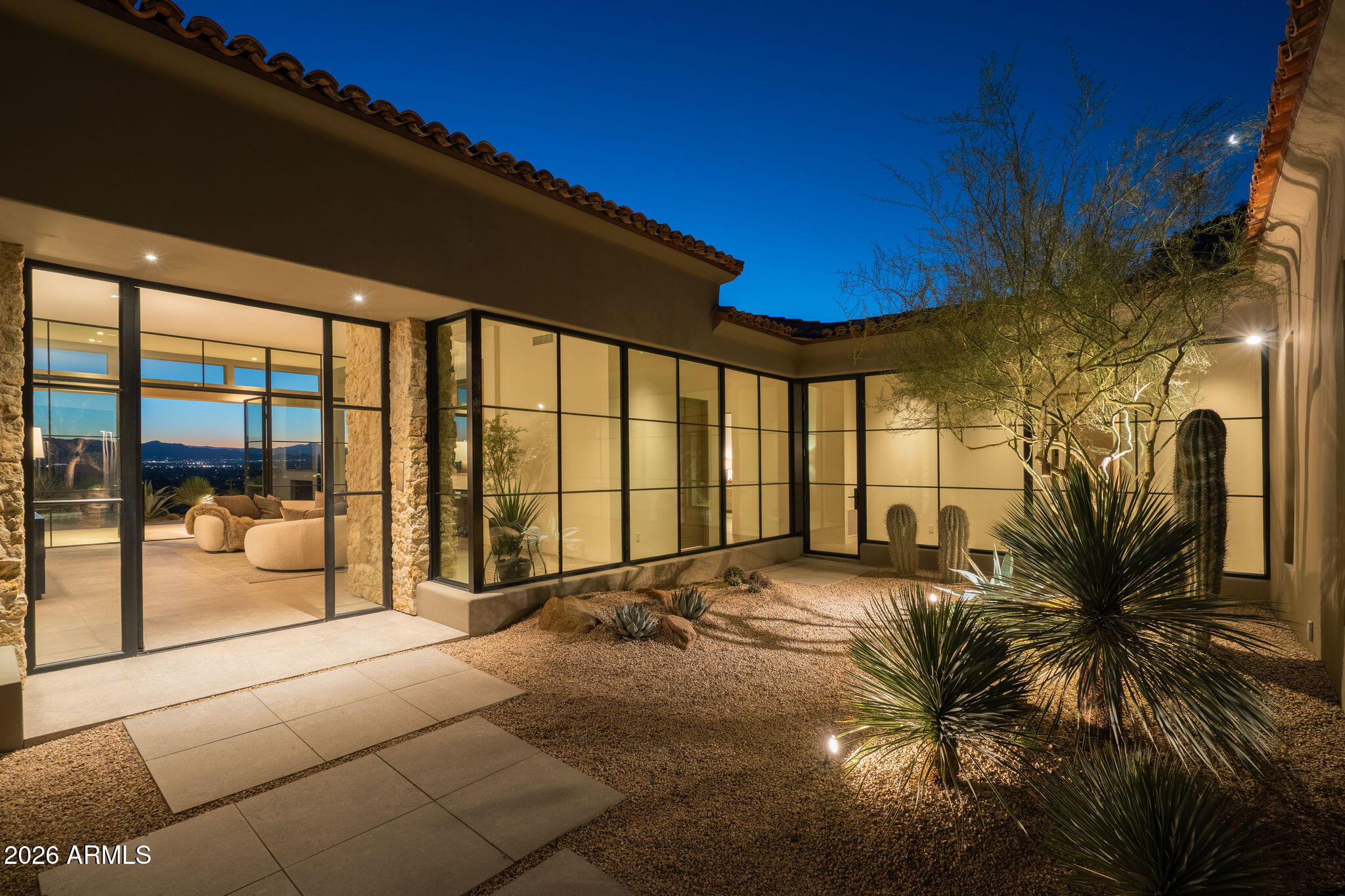 5939 East Quartz Mountain Road Paradise Valley, AZ 85253 - Photo 30 of 39 Twilight/Front Courtyard